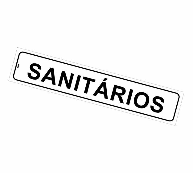 Imagem de Placa de Sinalização Banheiro - Sanitário Unissex Sanitários - Para Porta - 5x25 cm - Autoadesiva em PS (Poliestireno)