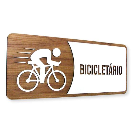 Imagem de Placa De Sinalização  Bicicletário - MDF 30x13cm