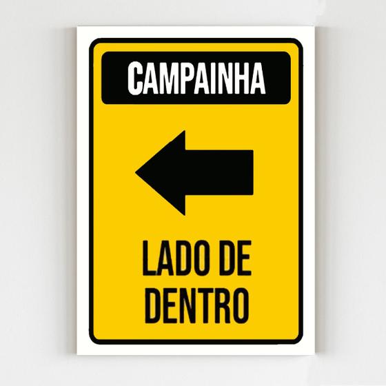 Imagem de Placa de sinalização campainha lado de dentro seta esquerda