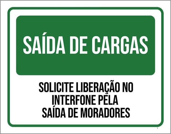 Imagem de Placa De Sinalização - Condomínio Saída De Cargas 27X35