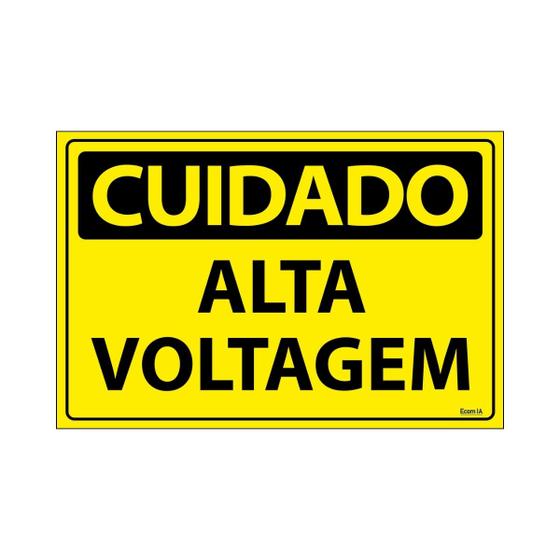 Imagem de Placa De Sinalização Cuidado Alta Voltagem 30x20 Ecom IA - SC46 F9e