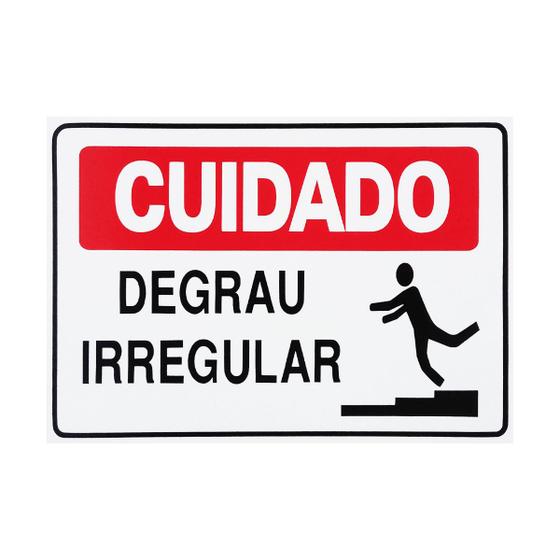 Placa De Sinalização Cuidado Degrau Irregular 30x20 Acesso - S-216/1 ...