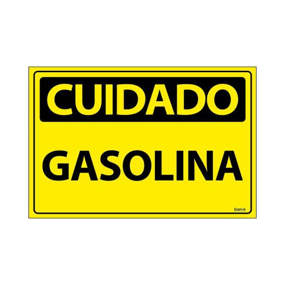 Imagem de Placa De Sinalização Cuidado Gasolina 30x20 Ecom IA - SC23 F9e