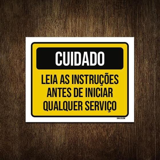 Imagem de Placa De Sinalização - Cuidado Leia Instruções 27X35