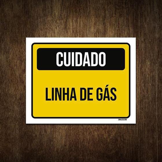 Imagem de Placa De Sinalização - Cuidado Linha De Gás 27X35