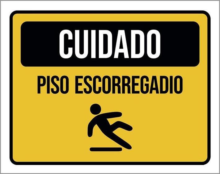 Imagem de Placa De Sinalização - Cuidado Piso Escorregadio 36X46