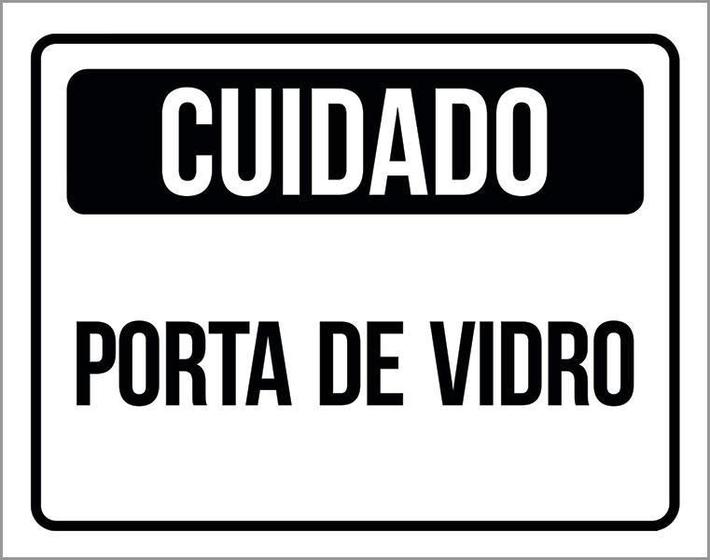 Imagem de Placa De Sinalização - Cuidado Porta De Vidro 27X35