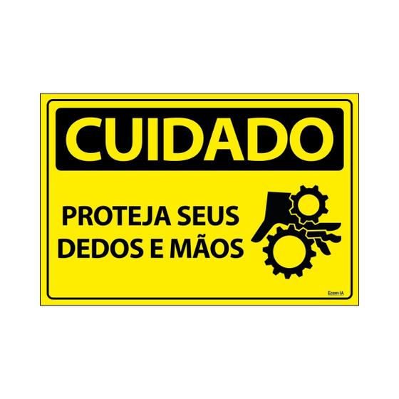 Imagem de Placa De Sinalização Cuidado Proteja Seus Dedos E Mãos 30x20 Ecom IA - SC51 F9e