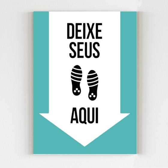 Imagem de Placa de sinalização deixe seus calçados aqui mdf 20X29 A4