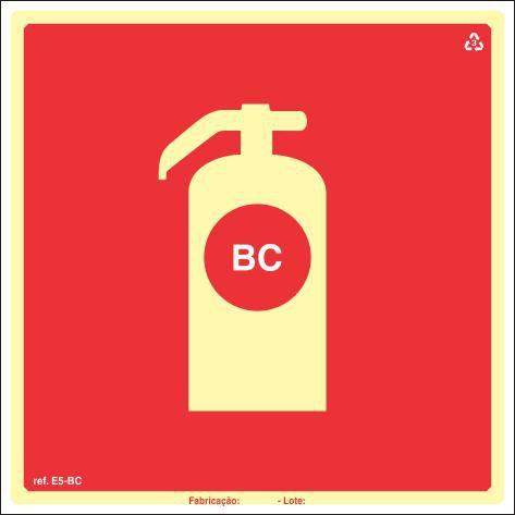 Imagem de Placa de sinalização E5-BC - Extintor de incêndio de pó  BC