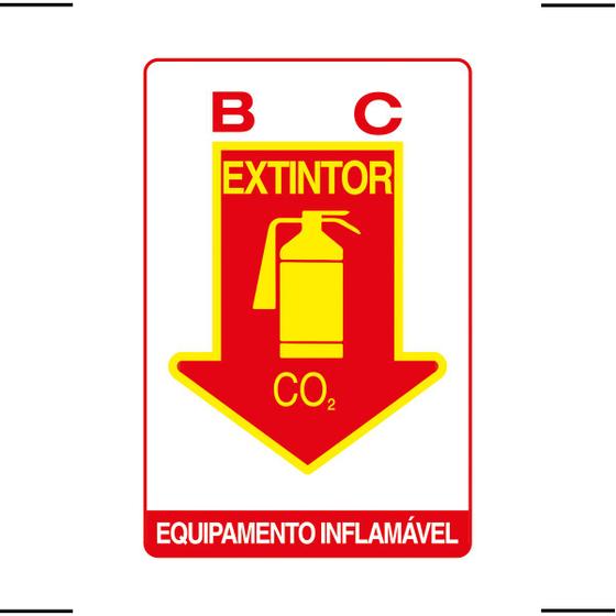 Imagem de Placa De Sinalização Extintor BC CO2 Equipamento Inflamável 20x30 Ekomunike - X-713 F9e