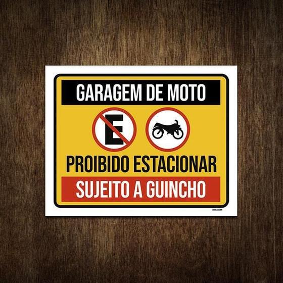 Imagem de Placa De Sinalização Garagem Moto Proibido Estacionar 27X35