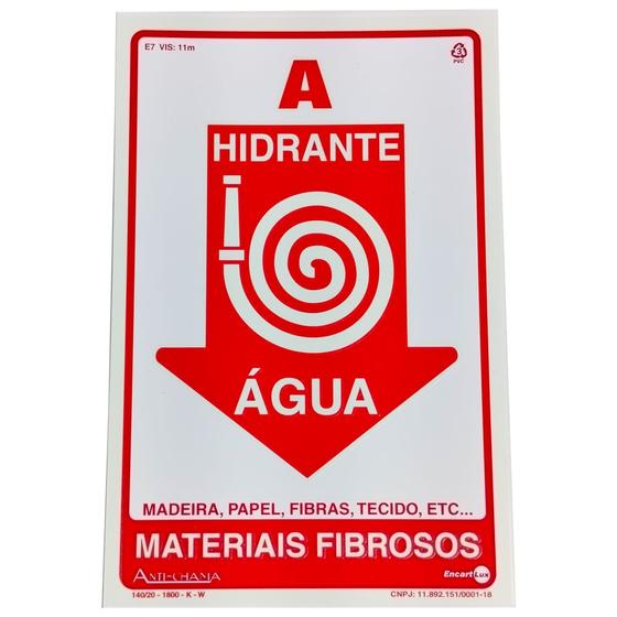 Imagem de Placa de Sinalização HIDRANTE ÁGUA Ref PAF299  ENCARTALE