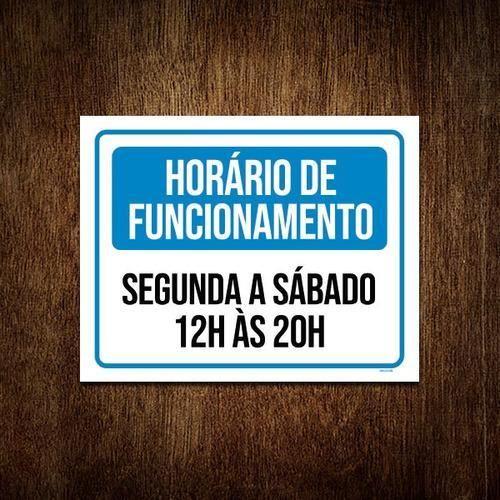 Imagem de Placa De Sinalização - Horário Funcionamento 18X23