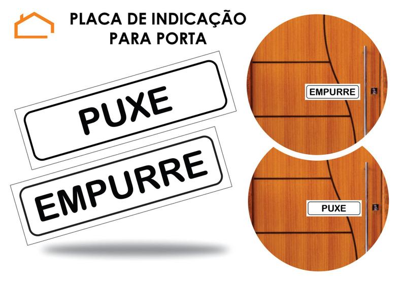 Placa de Sinalização Indicação Puxe Empurre - Plus Art - Placa de ...