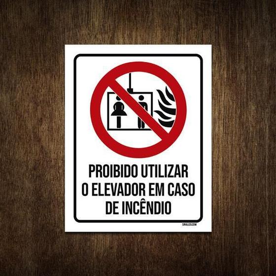 Imagem de Placa De Sinalização - Não Use Elevador Em Incêndio 36X46