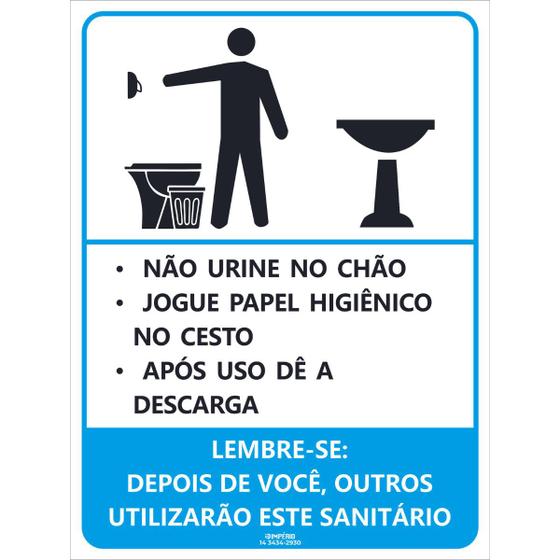 Imagem de Placa de Sinalização para Banheiro Masculino com Regras de Uso