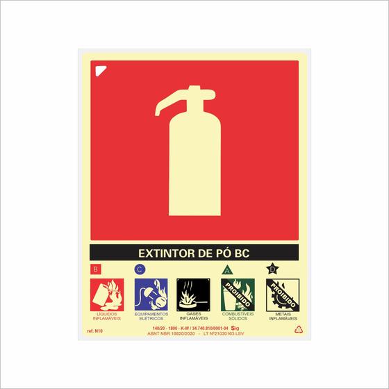 Imagem de Placa de Sinalização para Extintor de Pó BC
