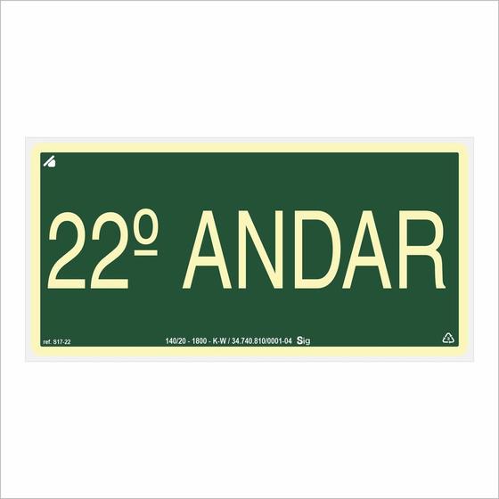 Imagem de Placa de Sinalização Pavimento 22º Andar