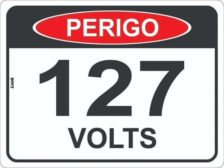 Imagem de Placa de Sinalização - Perigo: Energia Elétrica 127 Volts 127v  Aviso de Força e Voltagem