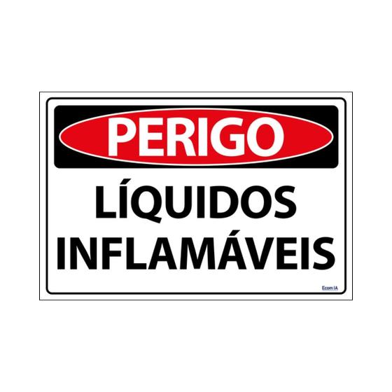 Imagem de Placa De Sinalização Perigo Líquidos Inflamáveis 30x20 Ecom IA - SP29 F9e