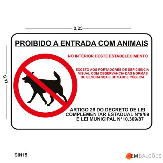 Imagem de Placa de Sinalização Proibida a Entrada com Animais
