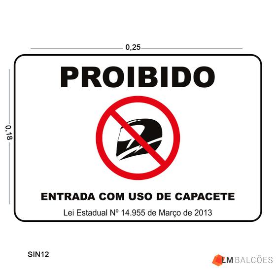 Imagem de Placa de Sinalização Proibida Entrada com Capacete