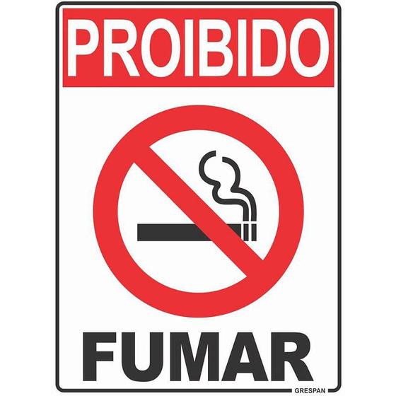 Imagem de Placa de Sinalização Proibido Fumar 15X20CM PCT com 05