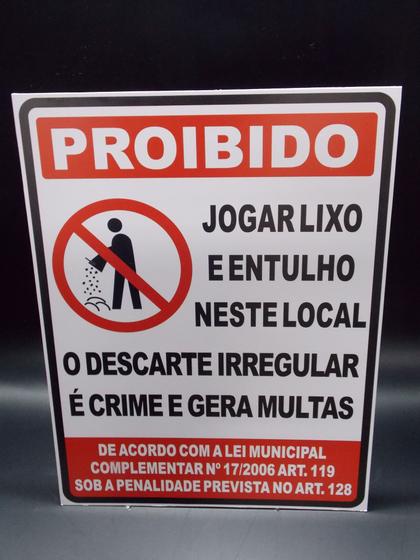 Placa de Sinalização(Proibido jogar lixo e entulho) em PVC - Gplaser ...