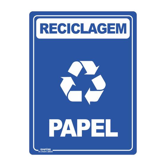 Imagem de Placa de Sinalização Reciclagem Papel