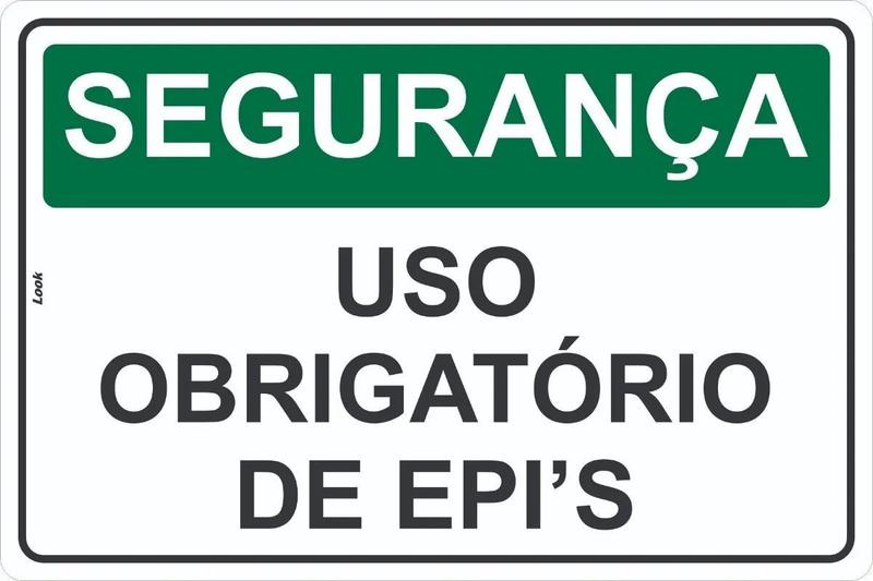 Imagem de Placa de Sinalização - Segurança: Uso Obrigatório de EPI - Equipamento de Proteção Individual em PS (Poliestireno)