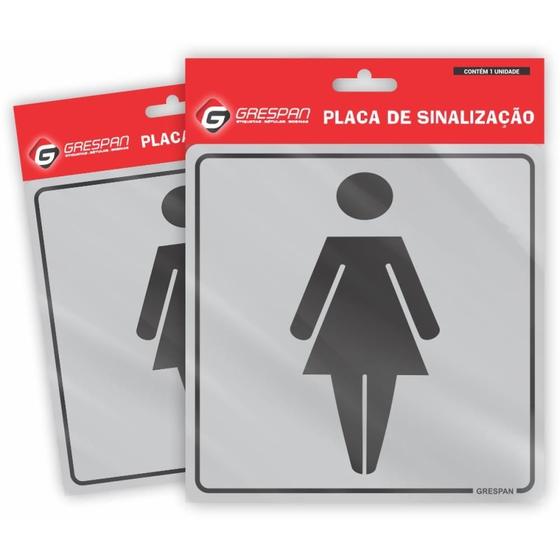 Imagem de Placa de Sinalização WC Feminino 15X15CM Pacote com 05