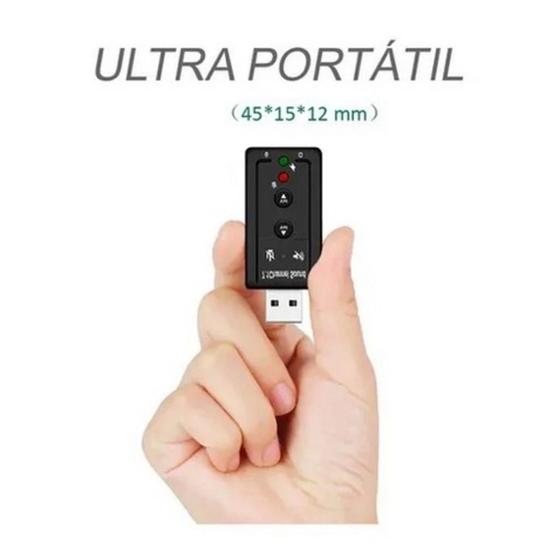 Imagem de Placa De Som Áudio Externo Adaptador Usb 7.1 Pc e Notebook P2 e P3