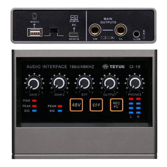 Imagem de Placa de Som Mesa De Som Interface De Audio Mixer Vedo Q16 Gravação Profissional Mixer De Áudio Usb