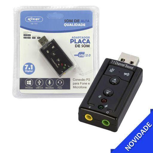 Placa De Som Usb Knup Hb-t64 Menor preço em Placa De Som Usb Knup Hb-t64