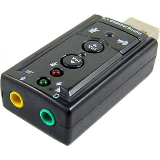 Imagem de Placa de Som USB (Macho)  2x P2 (Fone e Microfone) - MD9 - Preto - 7927