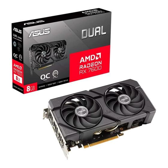 Imagem de Placa de Vídeo DUAL RX 7600 O8G EVO AMD Radeon, 8GB GDDR6, 128 Bits, OpenGL 4.6 - 90YV0LD0-M0NA00