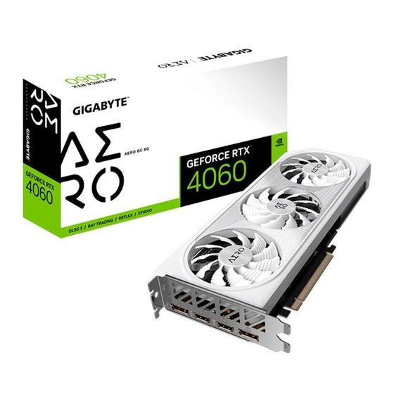 Placa de Video Gigabyte Geforce RTX 4060 Aero OC 8GB GDDR6 128 BITS - GV-N4060AERO OC-8GD Menor preço em Placa de Video Gigabyte Geforce RTX 4060 Aero OC 8GB GDDR6 128 BITS - GV-N4060AERO OC-8GD