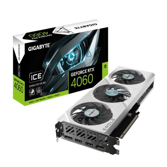 Imagem de Placa de Video Gigabyte Geforce RTX 4060 Eagle OC ICE 8G GDDR6 128 BITS- GV-N4060EAGLEOC ICE-8GD