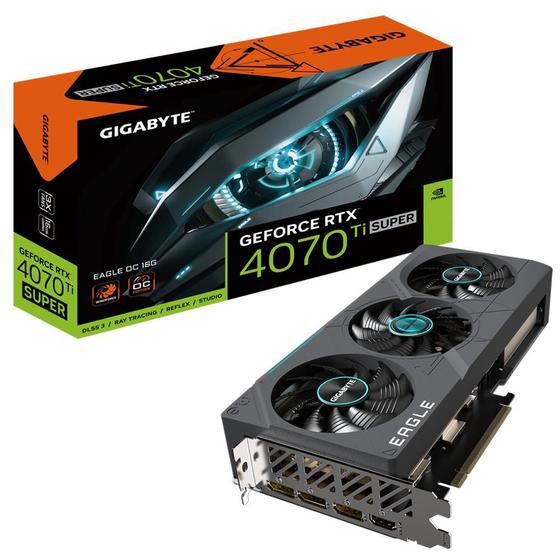 Placa De Video Gigabyte GeForce RTX 4070 Ti Super Eagle OC, 16GB, GDDR6X, DLSS, Ray Tracing, GV-N407TSEAGLE OC-16GD Menor preço em Placa De Video Gigabyte GeForce RTX 4070 Ti Super Eagle OC, 16GB, GDDR6X, DLSS, Ray Tracing, GV-N407TSEAGLE OC-16GD