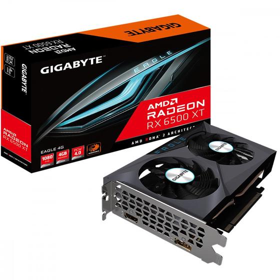 Placa de Vídeo Gigabyte Radeon RX 6500 XT Eagle 4GB GDDR6 64 Bit Imagem de Placa de Vídeo Gigabyte Radeon RX 6500 XT Eagle 4GB GDDR6 64 Bit