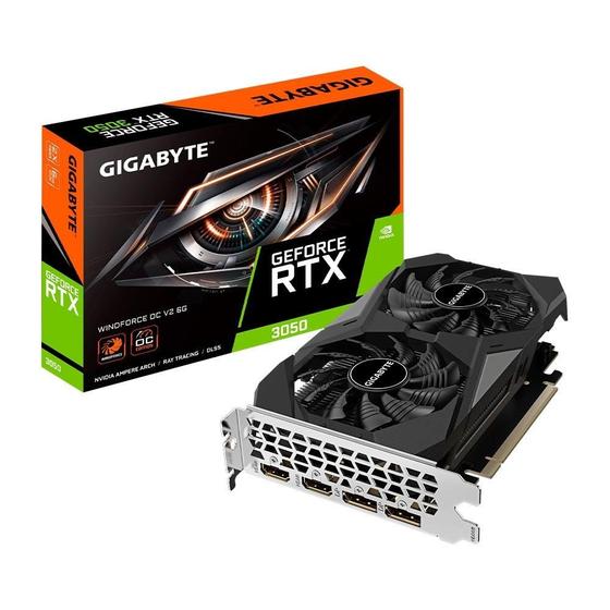 Imagem de Placa de Vídeo Gigabyte RTX 3050 Windforce OC NVIDIA GeForce, 6GB, GDDR6, DLSS, Ray Tracing - GV-N3050WF2OCV2-6GD