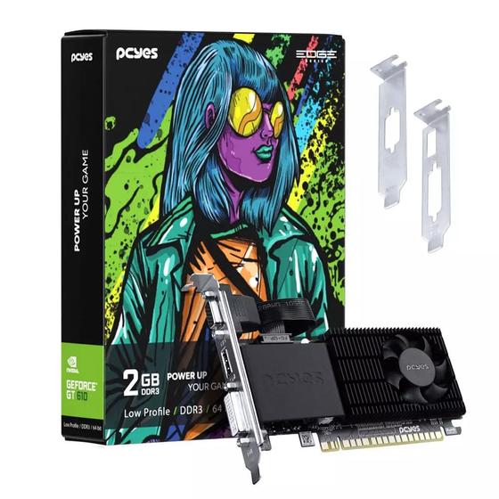 Placa de Vídeo GT 610 PcYes NVIDIA GeForce 2GB DDR3 64 Bits Low Profile - PPE610DR3LPBR Menor preço em Placa de Vídeo GT 610 PcYes NVIDIA GeForce 2GB DDR3 64 Bits Low Profile - PPE610DR3LPBR