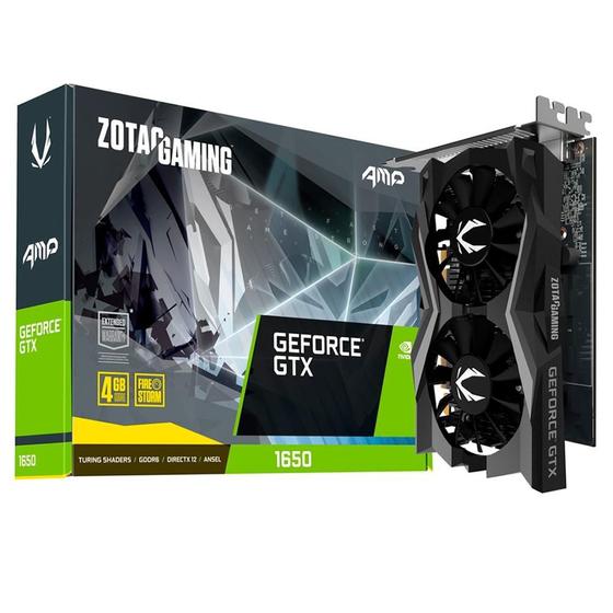Imagem de Placa de Vídeo GTX 1650 AMP Zotac Gaming NVIDIA GeForce, 4GB, GDDR6 - ZT-T16520D-10L