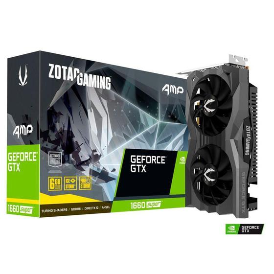 Imagem de Placa de Vídeo GTX 1660 Super AMP Zotac Gaming NVIDIA GeForce, 6GB, GDDR6 - ZT-T16620D-10M