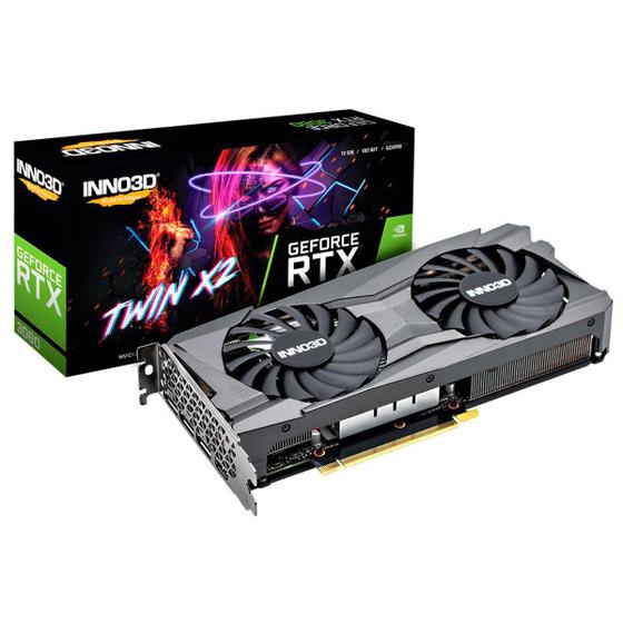 Imagem de Placa de Vídeo INNO3D GeForce RTX 3060 TWIN X2, 12GB GDDR6, 192 Bits - N30602-12D6-119032AH