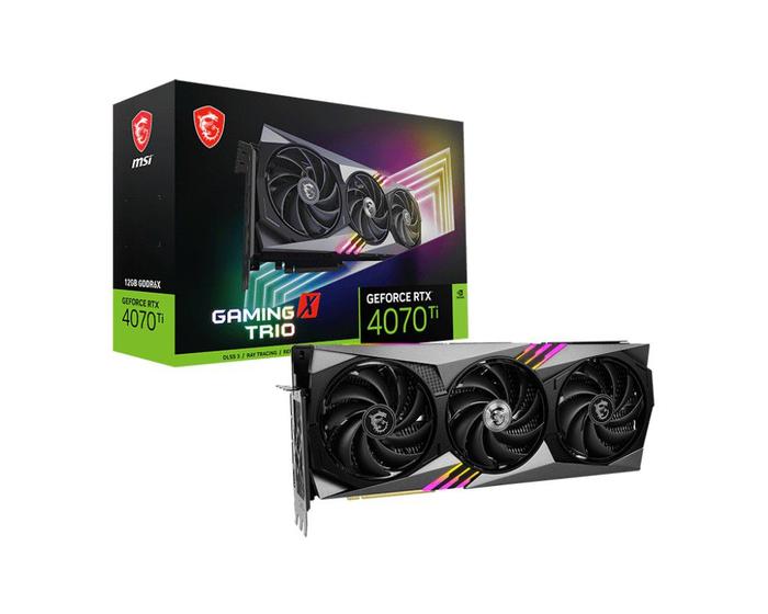 Placa de vídeo MSI Gaming X TRIO RTX 4070 Ti - 12GB, G6X, 192bits, OC Menor preço em Placa de vídeo MSI Gaming X TRIO RTX 4070 Ti - 12GB, G6X, 192bits, OC