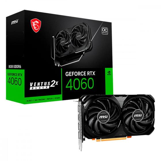 Placa de Vídeo MSI GeForce RTX 4060 Ventus Black OC 8GB GDDR6 128bits - 912-V516-012 Menor preço em Placa de Vídeo MSI GeForce RTX 4060 Ventus Black OC 8GB GDDR6 128bits - 912-V516-012