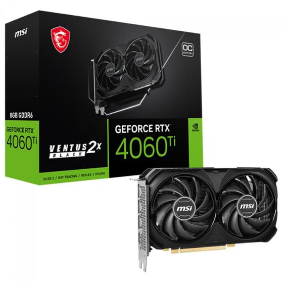 Placa de Vídeo MSI NVIDIA GeForce RTX 4060 TI Ventus Black OC 8GB GDDR6 128 Bits - 912-V515-024 Menor preço em Placa de Vídeo MSI NVIDIA GeForce RTX 4060 TI Ventus Black OC 8GB GDDR6 128 Bits - 912-V515-024