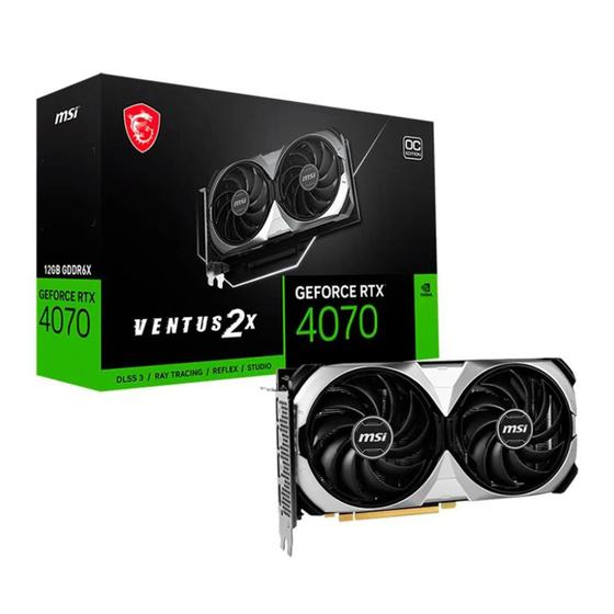 Menor preço em Placa de Vídeo MSI NVIDIA GeForce RTX 4070 VENTUS 2X OC 12GB GDDR6X DLSS Ray Tracing 912-V513-063